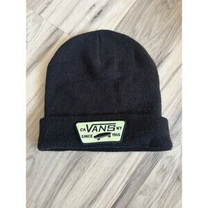 Vans Milford Knit Cuff Beanie Adult Unisex Hat Black Mint Green Patch